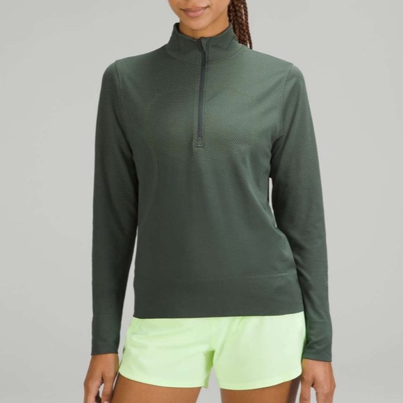 Lululemon Swiftly Relaxed Half Zip Top Smoked Spruce Wasabi Green Size 8 - Picture 1 of 11